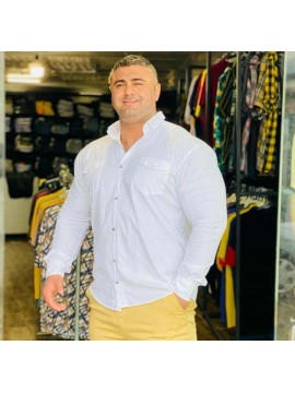 پیراهن کتان دوجیب کاغذی کد 1350